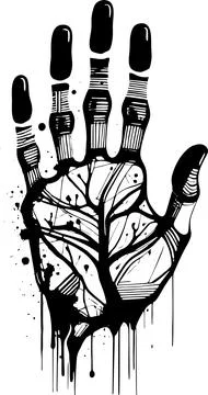 Simple linear black drawing human hand print, logo, design Stock Illustration