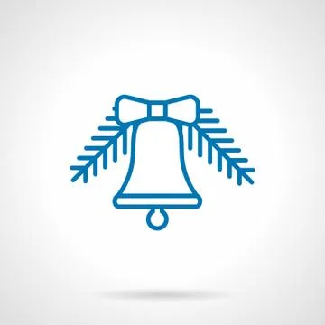 Simple linear blue Xmas bell vector icon Stock Illustration