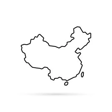 Simple linear china map icon Stock Illustration