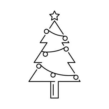 A simple linear Christmas tree icon for your projects Stock Illustration