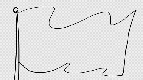 A simple linear flag on a white background. Animation of developing tissue. Video stock 187843684