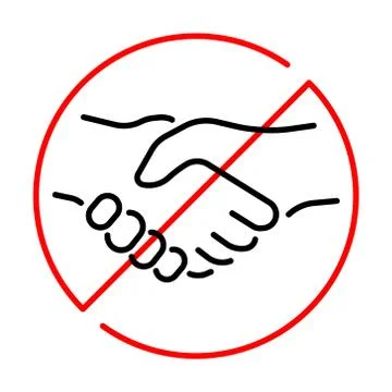 Simple linear icon of a ban on handshake Stock Illustration
