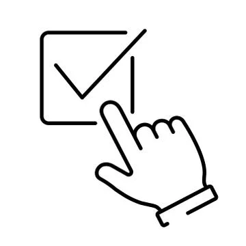 A simple linear icon of the correct choice made Stock Illustration