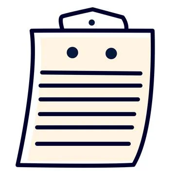 Simple linear icon with document on white background. Illustrazione stock