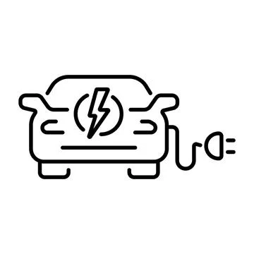 A simple linear icon of an electric car or a car charging station Stock Illustration