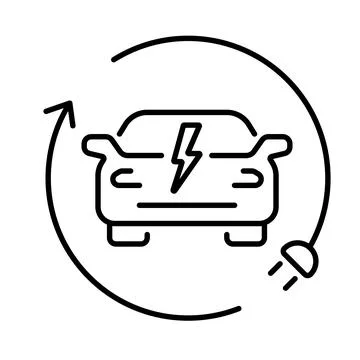 A simple linear icon of an electric car or a car charging station Stock Illustration