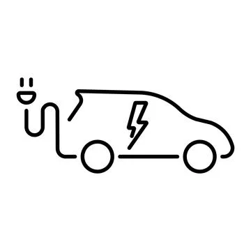 A simple linear icon of an electric car or a car charging station Stock Illustration