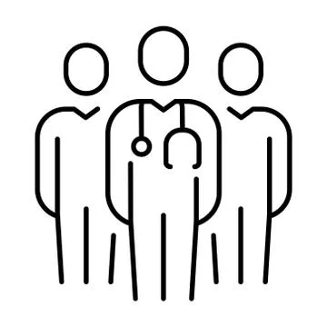 Simple linear icon for a group of doctors Stock Illustration