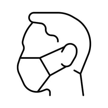 A simple linear icon of a person in a protective medical mask. Stock Illustration