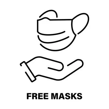 Simple linear icon of the place where you can get a free medical protective mask Stock Illustration
