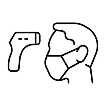 Simple linear icon for remote measurement of human body temperature Stock Illustration