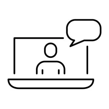 Simple linear icon for remote online communication or training or work Stock Illustration