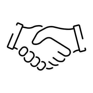 A simple linear icon representing a handshake. Stock Illustration