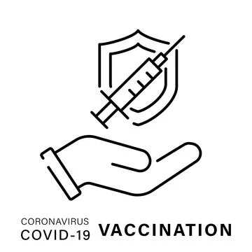 A simple linear icon showing the covid-19 coronavirus vaccine. Stock Illustration
