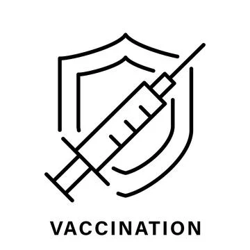 A simple linear icon showing the covid-19 coronavirus vaccine. Stock Illustration