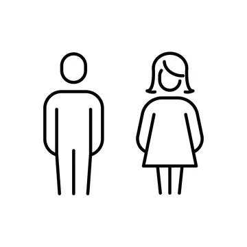 Simple linear icon silhouette of a man and a woman Stock Illustration