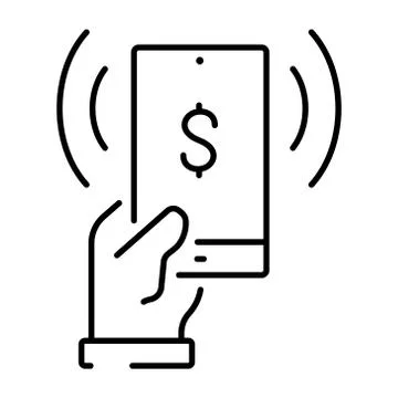 Simple linear icon for smartphone payment or touch payment. Stock Illustration