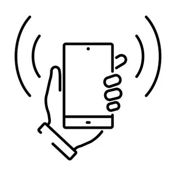 Simple linear icon for smartphone payment or touch payment. Stock Illustration