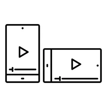 Simple linear icon of a smartphone playing video. Stock Illustration