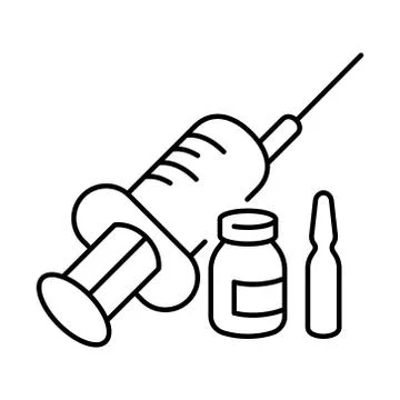 Simple linear icon of a vaccine or medicine with a syringe Stock Illustration