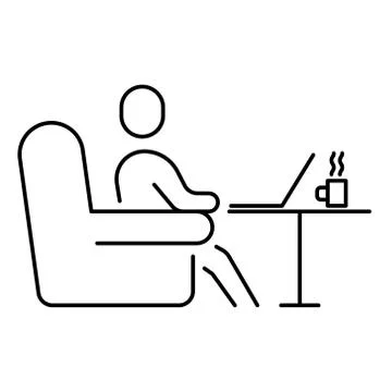 Simple linear icon for work from home or remote work. Stock Illustration