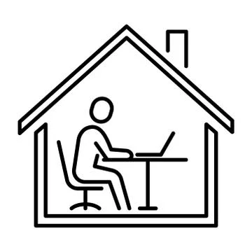 Simple linear icon for work from home or remote work. Stock Illustration
