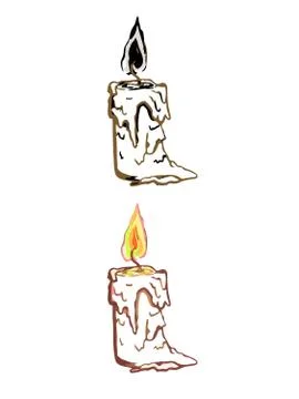 Simple linear illustration of candle Stock Illustration