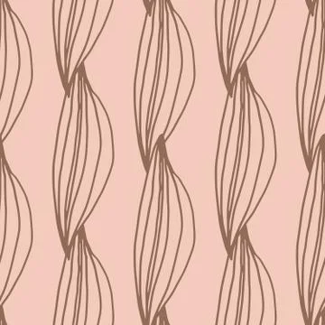 Simple linear leaves shape seamless pattern. Abstract line art wallpaper. Exo Stock Illustration