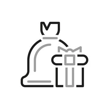 Simple linear vector icon related to box and bag. Line icon about Christmas.  Stock Illustration
