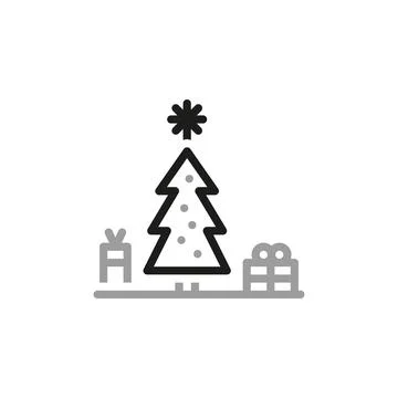 Simple linear vector icon related to Christmas tree. Line icon about Christma Stock Illustration