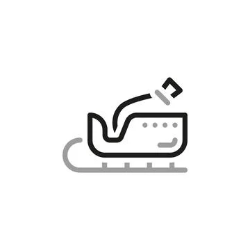 Simple linear vector icon related to sleigh with bag of toys. Line icon about Stock Illustration