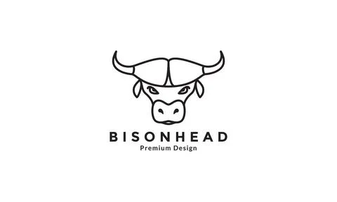 Simple lines bison head logo design vector icon symbol illustration Stock Illustration