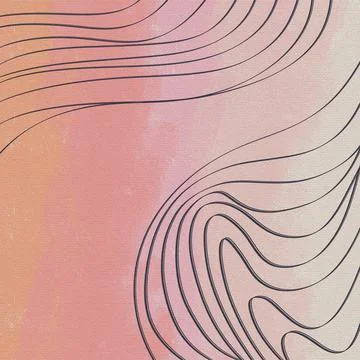 Simple lines on warm tones spring summer color palette, watercolor gradient o Stock Illustration