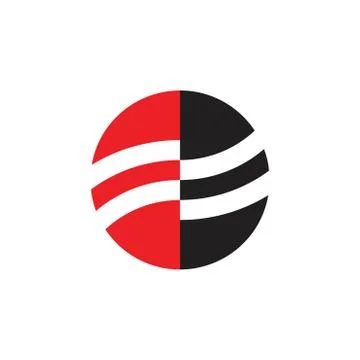 Simple linked circle stripes geometric logo vector Stock Illustration