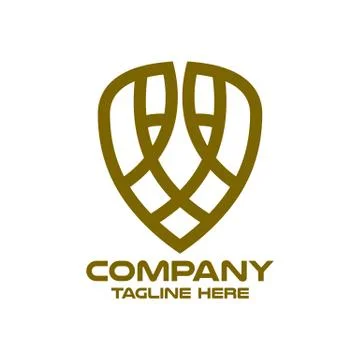 Simple lion logo and shield design Stock Illustration