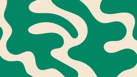 Simple liquid abstract background with green and beige wavy lines pattern Stock Illustration