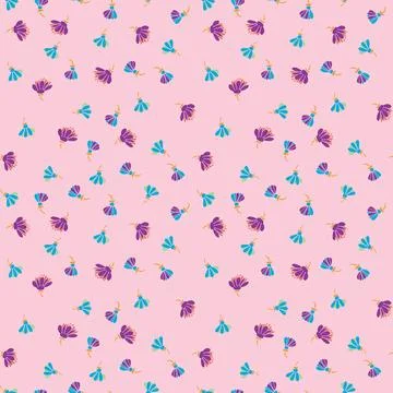 Simple little flower toss vector pattern on pink Stock Illustration