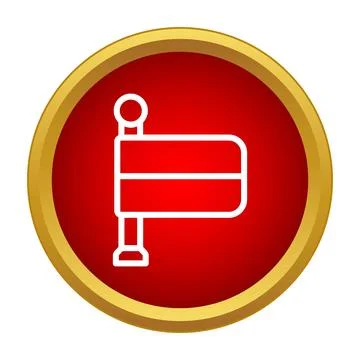 Simple location flag icon in gold framed circle Stock Illustration