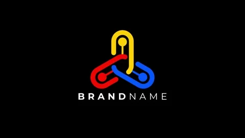 Simple logo animation motion of connected interlocked tripple three different co Stock Footage 303687575