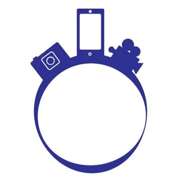 Simple logo with camera and phone isolated on white background Stock Illustration