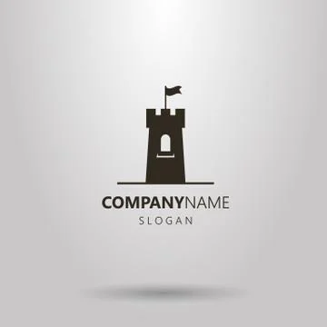  simple logo of a castle tower with a flag Stock-Illustration