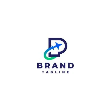 Simple Logo Design Airplane inside Letter P Stock Illustration