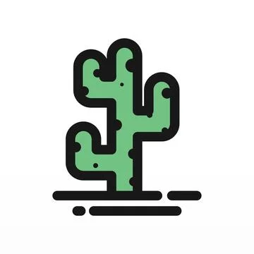 A simple logo design of a cactus Stock Illustration