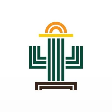 A simple logo design of a cactus Stock Illustration