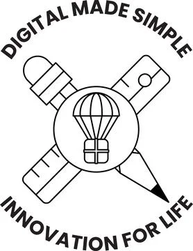 Simple logo shows tools and a parachute Stock Illustration