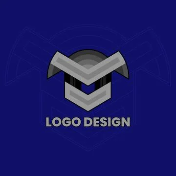 Simple logo vector with gray robot symbol Stock Illustration