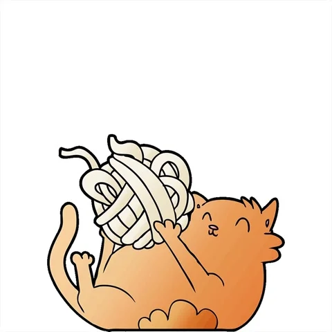 A simple looping animated cartoon cat playing with ball of string Stock Footage 312974597