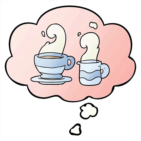 A simple looping animated cartoon cup of coffee with thought bubble in smoo.. Stock Footage 312961929