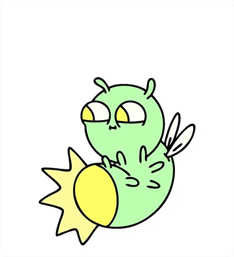A simple looping animated cartoon of a cute glow bug Stock Footage 312999163