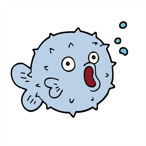A simple looping animated cartoon doodle blow fish Stock Footage 312964681